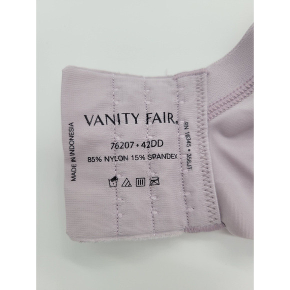 Vanity Fair Nearly Invisible Lavender Full Figure Underwire Bra Size 42DD - Picture 3 of 6